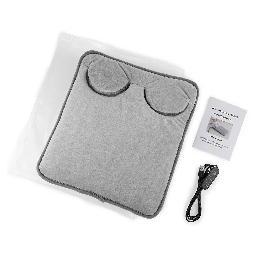 Electric Foot Heating Pad Household Foot Warmer Heater Mat with 4 Heat Levels & 4 Timers Fast Heating for Bed Office Winter Use