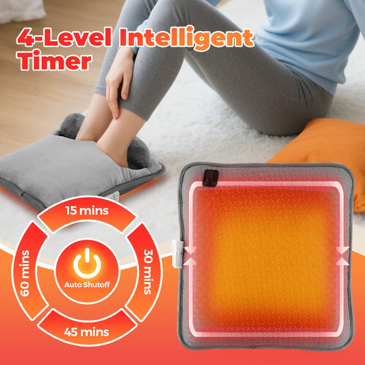 Electric Foot Heating Pad Household Foot Warmer Heater Mat with 4 Heat Levels & 4 Timers Fast Heating for Bed Office Winter Use