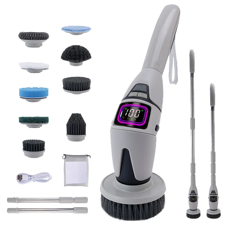 DomSupplies™ 10 in-1 Household Cleaning Brush Multifunctional Electric Cleaning Brush