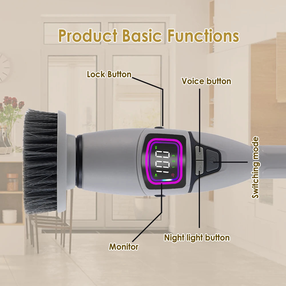 DomSupplies™ 10 in-1 Household Cleaning Brush Multifunctional Electric Cleaning Brush