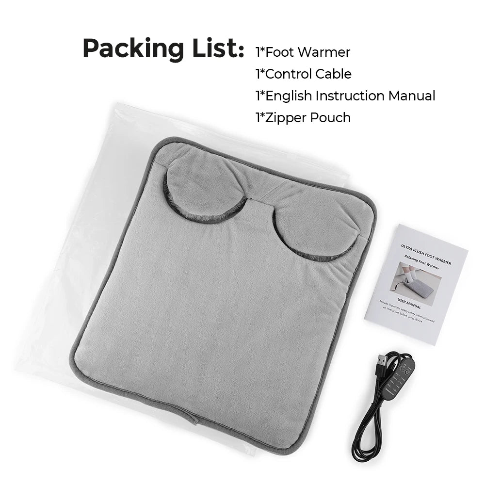 Electric Foot Heating Pad Household Foot Warmer Heater Mat with 4 Heat Levels & 4 Timers Fast Heating for Bed Office Winter Use