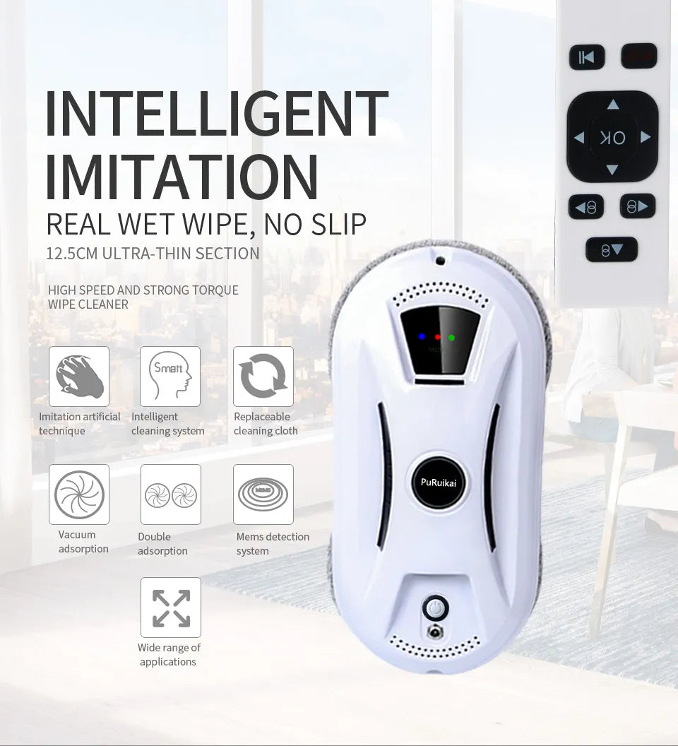 DomSupplies™ Ultra Thin Window Robot | Automatic Cleaning with Sensors & Water Spray or Loose Pads