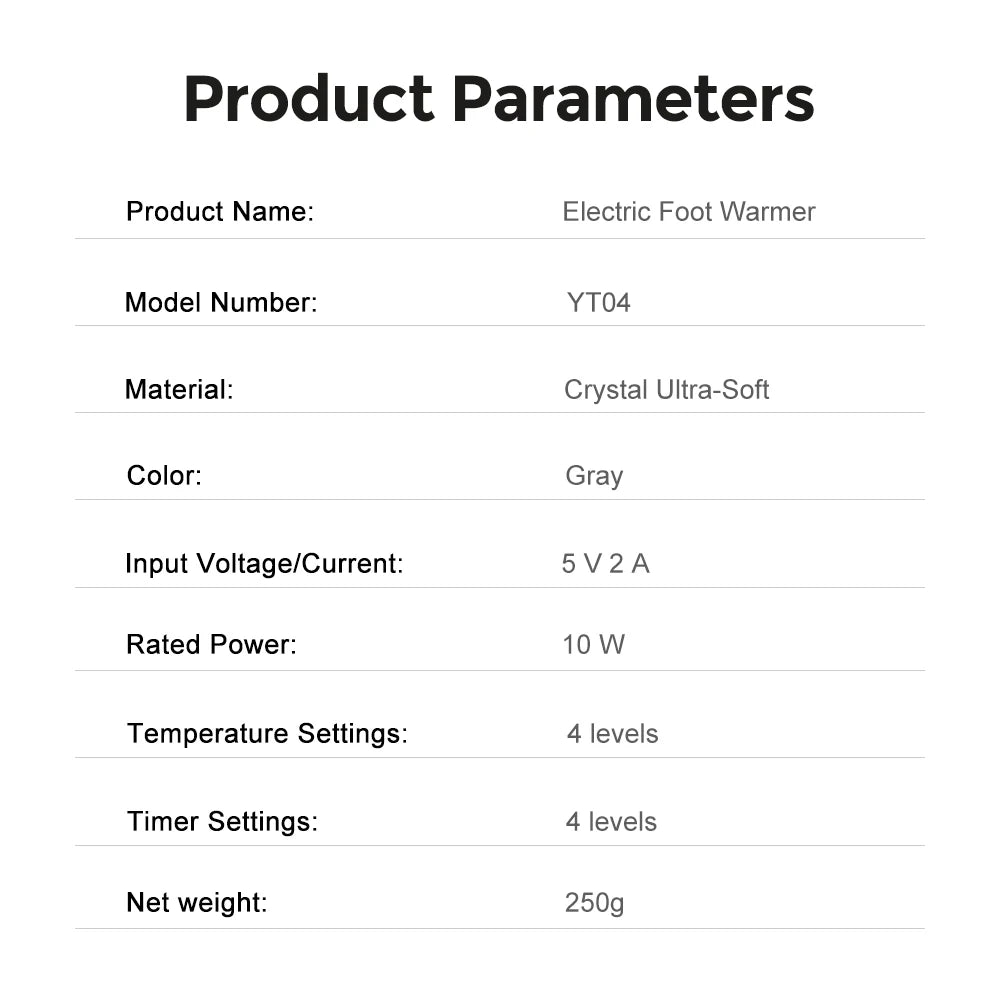 Electric Foot Heating Pad Household Foot Warmer Heater Mat with 4 Heat Levels & 4 Timers Fast Heating for Bed Office Winter Use