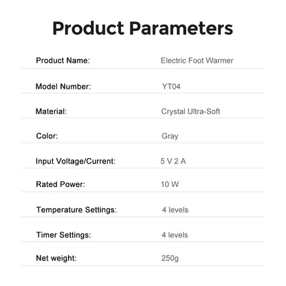 Electric Foot Heating Pad Household Foot Warmer Heater Mat with 4 Heat Levels & 4 Timers Fast Heating for Bed Office Winter Use