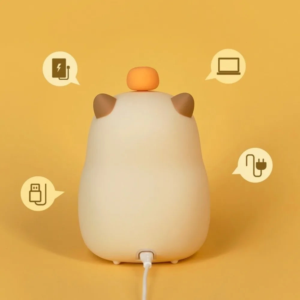 DomSupplies™ Soft Cartoon Capybara Alarm Clock & Night Light – USB Rechargeable Silicone LED Bedside Lamp with Soft Glow