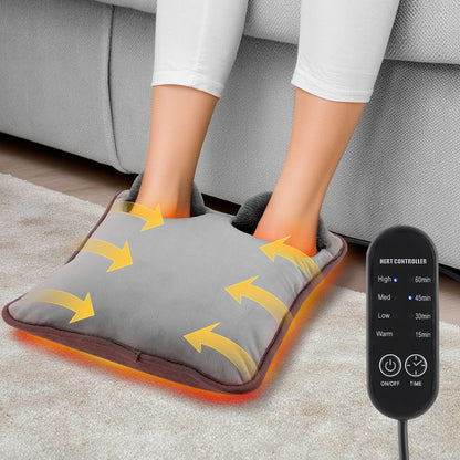 Electric Foot Heating Pad Household Foot Warmer Heater Mat with 4 Heat Levels & 4 Timers Fast Heating for Bed Office Winter Use
