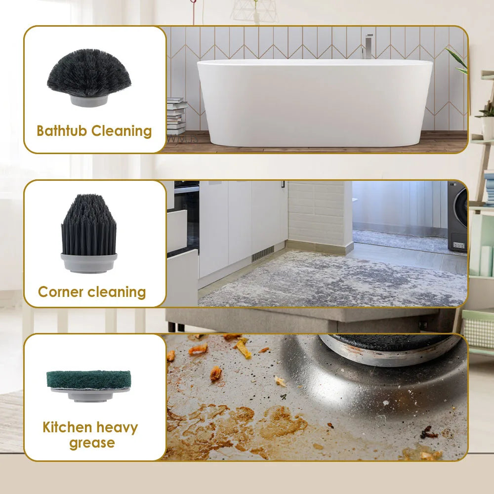 DomSupplies™ 10 in-1 Household Cleaning Brush Multifunctional Electric Cleaning Brush